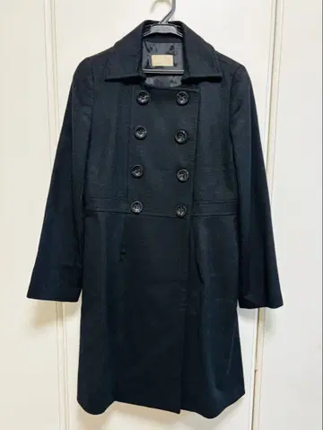 I'hiver 캐시미어 100% 더블 브레스트 롱 코트 블랙 새상품급