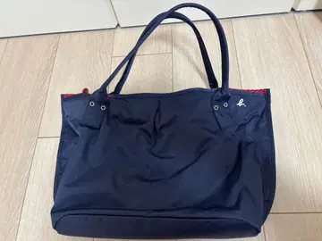 에네스베 네이비 토트백 빨간 도트 무늬