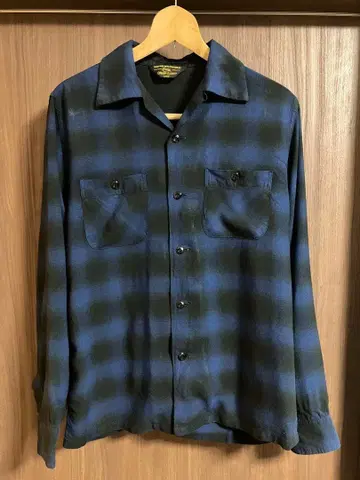 cootie 옴브레 체크 레이온 오픈 카라 셔츠 L 사이즈