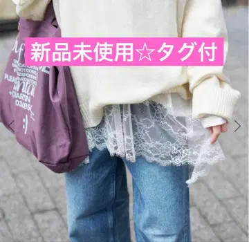 슬로브 이에나 레이스 콤비 티셔츠 화이트