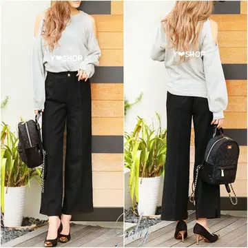 와이드 팬츠 크롭 기장 울 소재 겨울 의류 Rady