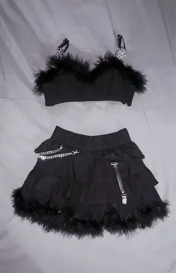 dimmoire 퍼 셋업 블랙