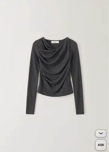 다크 그레이 긴팔 드레이프 상의