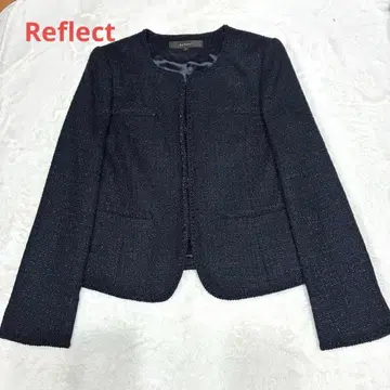 리플렉트 노카라 트위드 자켓 블랙 M