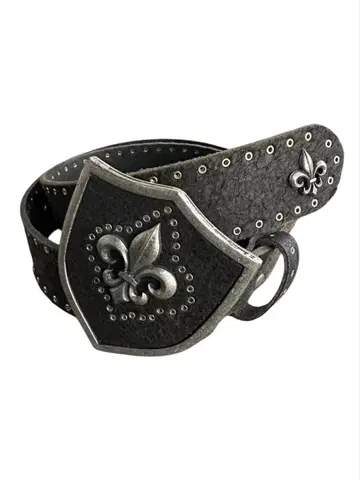cross design real leather studs belt