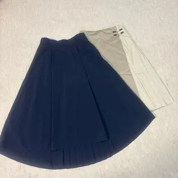 쿠미쿄쿠(KUMIKYOKU) 네이비/베이지 피쉬테일 스커트 2장 세트