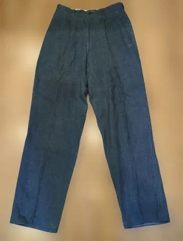 미 실루엣 2 턱 린넨 데님 슬랙스 와이드