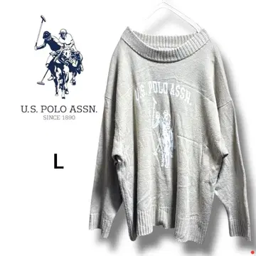 새상품급 U.S. POLO ASSN 니트 베이지 L 빅 루즈 로고