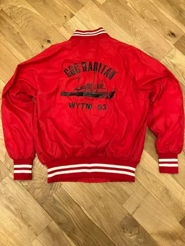 USA COAST GUARD 빈티지 바시티 자켓 레드