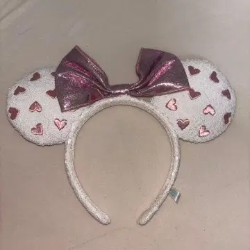 미니 귀 머리띠 하트 무늬 리본 포함