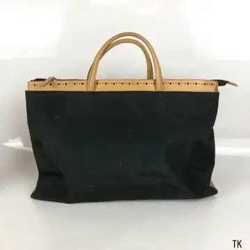 콤비 소재 가죽 x 나일론 토트백 블랙 x 탄 여성용 브랜드