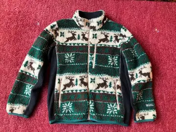 MANASTASH 플리스 자켓 루돌프 무늬 그린 M 사이즈