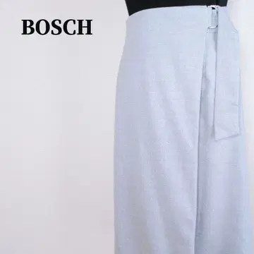 보쉬 울 혼방 랩스커트 밑단이 긴 라이트 그레이 38