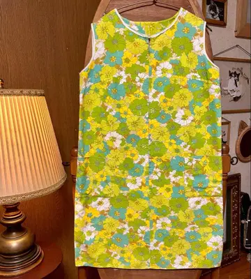 70년대 미국 유럽 구제 의류 빈티지 슬리브리스 원피스 꽃무늬