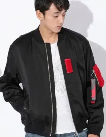 영 머신 퍼 콤비 새틴 MA-1 자켓 블루종