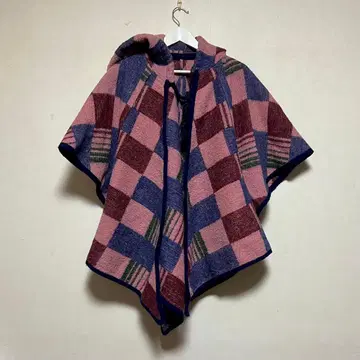 WOMEN vintage 후드 부착 판초