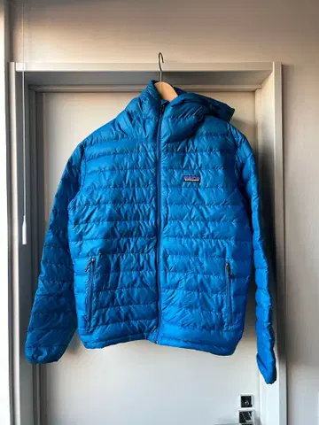 파타고니아 다운 스웨터 풀 지퍼 후디 블루 S