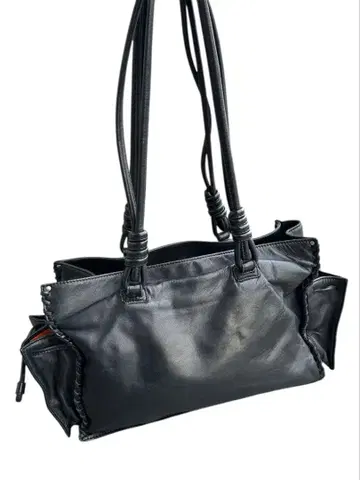 rope shoulder multi pocket leather bag