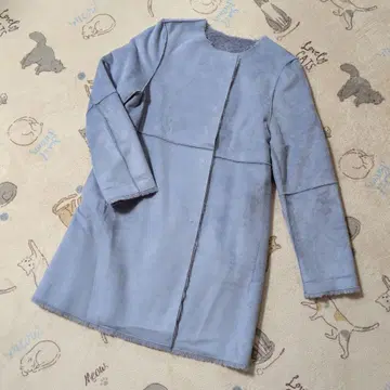 미스티우먼 라이트 블루 리버서블 무스탕&스웨이드 코트