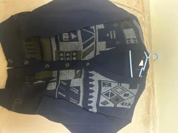 기하학 패턴 네이비 가디건 구제 의류