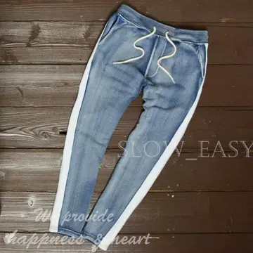 INDIGO 1개 라인 컷 데님 트랙 팬츠 파랑/L 맨투맨