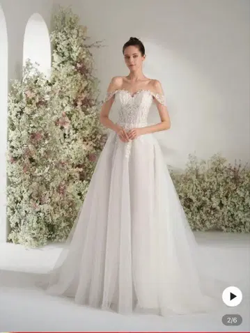 오프숄더 레이스 웨딩 드레스