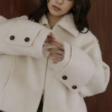 샤기 숏 지퍼 블루종