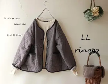 새상품 할인* LL 그레이 면 퀼팅 자켓 안쪽 미니 꽃무늬 빅 사이즈