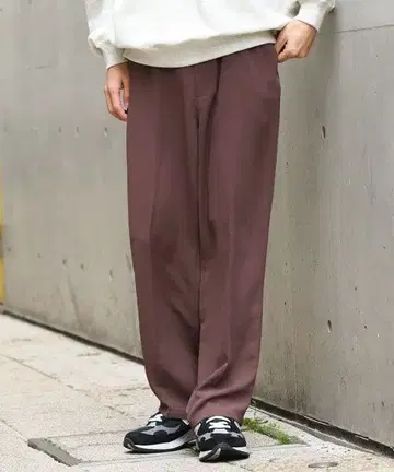 BEAMS 트로미 벨티드 팬츠 브라운 벨트 포함