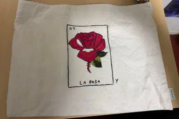 장미 자수 숄더백