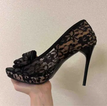 레이스 오픈토 하이힐