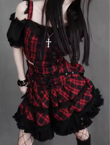 고딕 체크 셋업 원피스