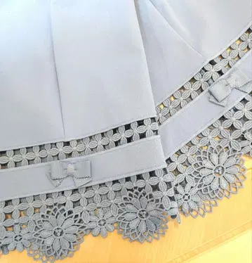 슈퍼 뷰티 스트레치 팬츠 42 밑단 레이스 리본 라이트 블루