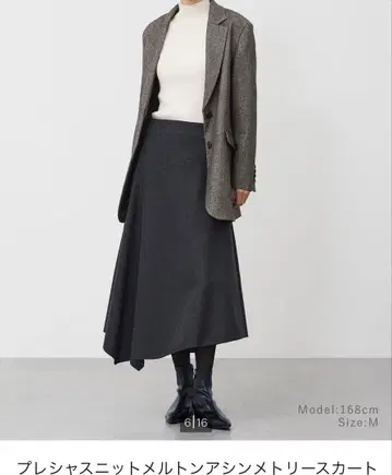 PLST 플라스테 프레셔스 니트 멜톤 비대칭 스커트 S GRAY