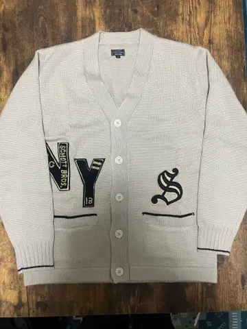 SCHOTT BROS. 샷 레터드 니트 가디건 와펜