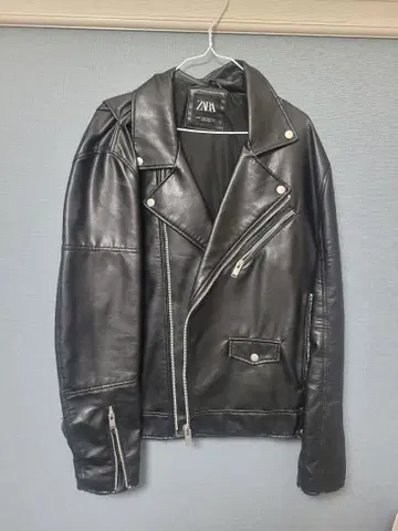 ZARA 더블 라이더 자켓 인조 가죽 블랙
