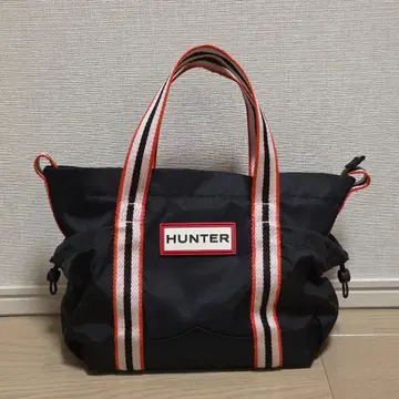 HUNTER 스트라이프 토트백 블랙