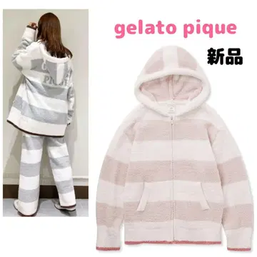 gelato pique 젤라토 피케 파우더 트리밍 보더 후드티 복슬복슬