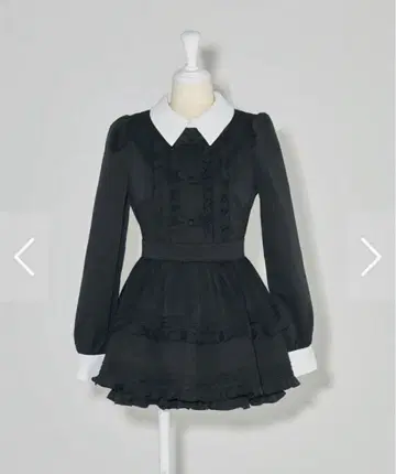 pium 프릴 리본 카라 부착 셋업 블랙