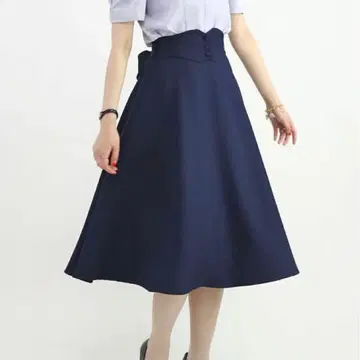 핀트 코르셋 벨트 2way 플레어 스커트 네이비 Fi.n.t