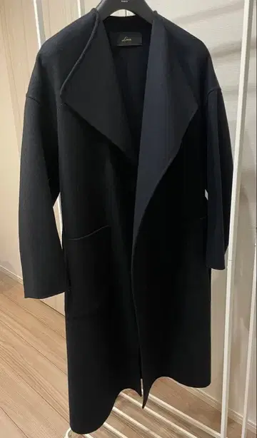 Liesse 노카라 울 롱 코트 벨트 포함 블랙