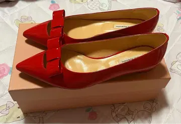 새상품 FABIO RUSCONI 빨간색 리본 플랫 펌프스 파비오 루스코니