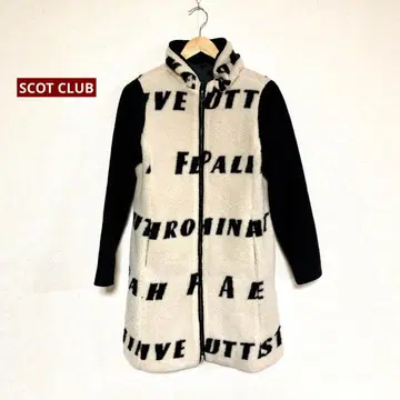 SCOT CLUB 로고 패턴 보아 바이컬러 코트