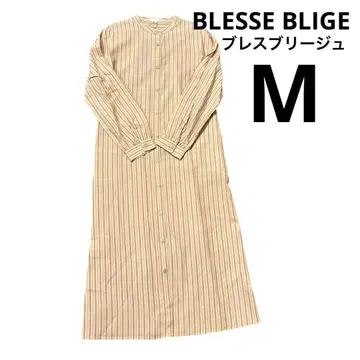 새상품 BLESSE BLIGE 스트라이프 셔츠 원피스 허리 리본 M