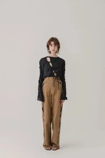 [ eaphi ] RUFFLE DETAIL DENIM PANTS