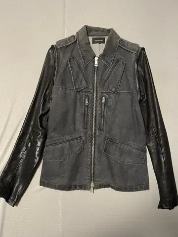 DIET BUTCHER SLIM SKIN 소매 가죽 데님 자켓 사이즈 1