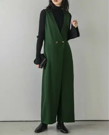 새상품 랩 스타일 올인원 V넥 편안함 성인 살로펫 와이드 팬츠 그린