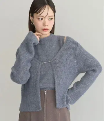 SET 2점 참 포함 샤기 니트 + 이너