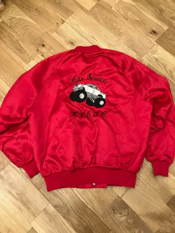 80s 90s 몬스터 트럭 자수 바시티 자켓