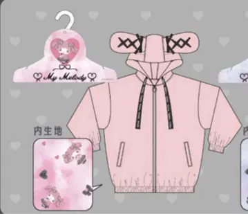 마이멜로디 귀 달린 퍼 블루종 아우터 마이멜로디 산리오 토끼 귀 퍼